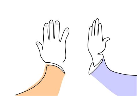 One Continuous Single Line Hand Drawing Of High Five Hands