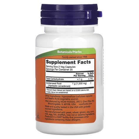 Now Foods Goldenseal Root Mg Veg Capsules