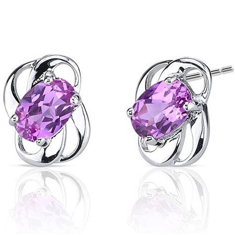 Buy Sterling Pink Sapphire Earrings, Sterling Silver by Bijouxx on OpenSky