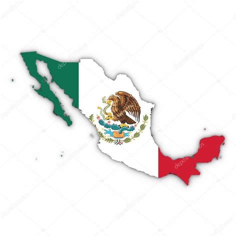 Pictures : 3d mexican flag | Mexico Map Outline with Mexican Flag on ...