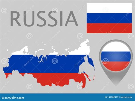 Bandera De Rusia Mapa E Indicador Del Mapa Ilustraci N Del Vector