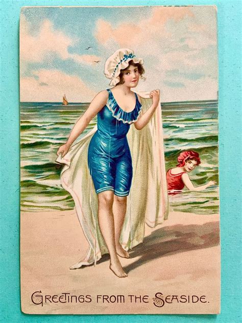 Vintage Unused Tuck And Sons Postcard Edwardian Bathing Etsy