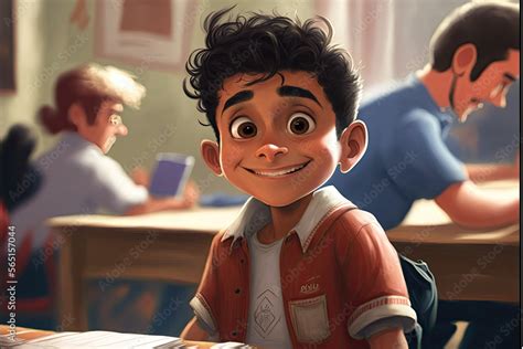 Illustrations Of Cartoonish Diverse Young People Inside A Classroom