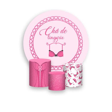 Painel De Festa Redondo Trio De Capas Cilindro Chá de Lingerie Rosa Delicado Shopee Brasil