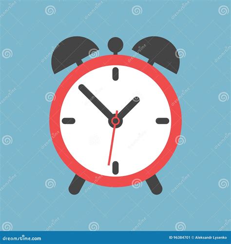 Alarm Clock Icon Flat Design Style Simple Icon On Blue Background