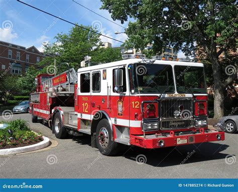 Big Fire Truck At Mclean Gardens In Washington Dc Editorial Stock Image