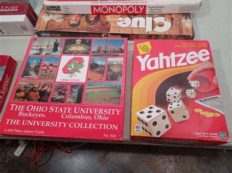 Board games including Ohio State monopoly, tripoli, clue, Ohio State ...