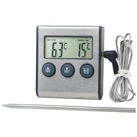 Thermomètre de cuisine numérique grand écran LCD longue sonde pour