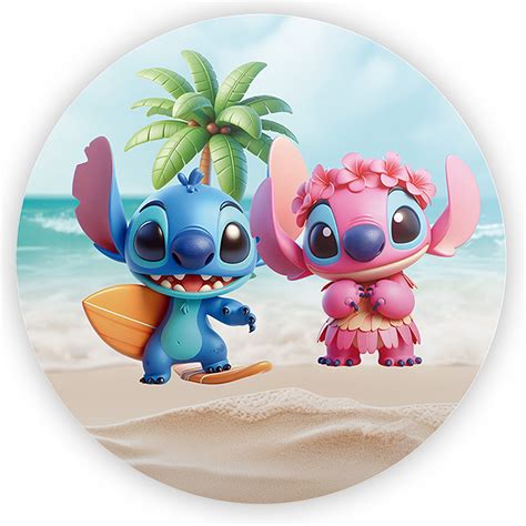 Painel Redondo Lilo E Stitch Sublimado D Sublitex Pain Is