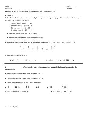 Fillable Online Aim How Do We Find The Solution To An Inequality And