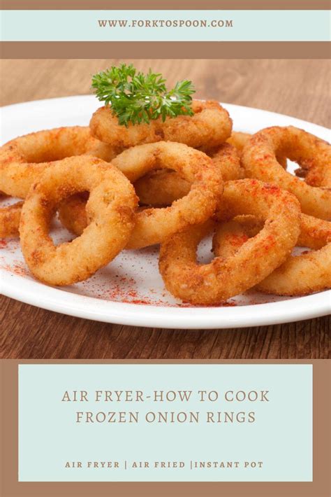 Fried Onion Rings On A White Plate With Text Overlay That Reads Air