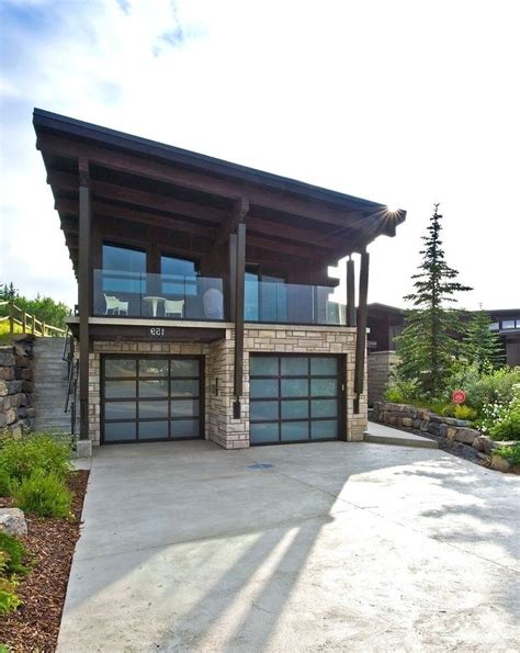 Slanted Roof Garage Slant Roof Garage Contemporary With Mountain Carpet