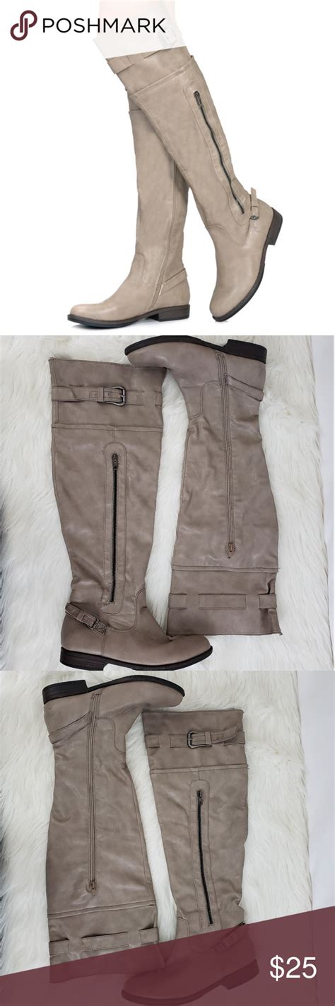 Taupe Over The Knee Boots Size 9 Over The Knee Boots Just Fab Shoes Over The Knee