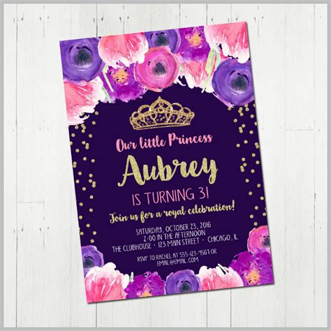 Purple Birthday Invitations Template