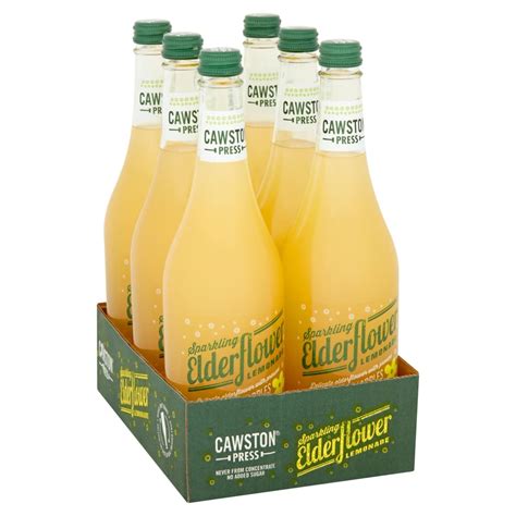 Cawston Press Sparkling Elderflower Lemonade Drink 6 X 750ml Glass