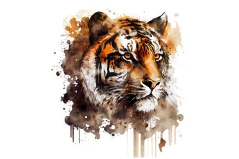 Watercolor Tiger Vector Illustration Graphic By Breakingdots · Creative