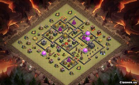 Town Hall 9 Th9 War Anti 3 Star Base With Link 7 2019 War