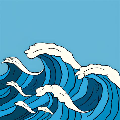 Hand Drawn Blue Waves On Ocean Illustration · Creative Fabrica