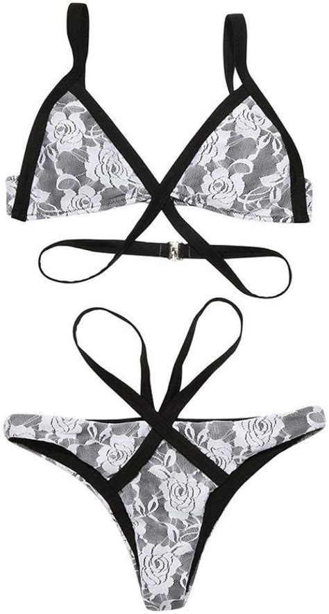 Ericcay Lace Womens Bikini Set Fasciatura Imbottito Up Push Reggiseno