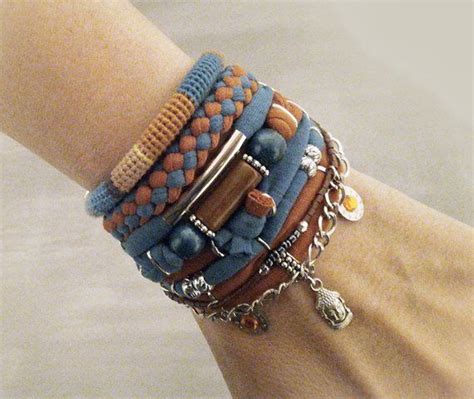 Teal Brown Boho Jewelry Boho Pulsera Corazón Encanto Multistrand