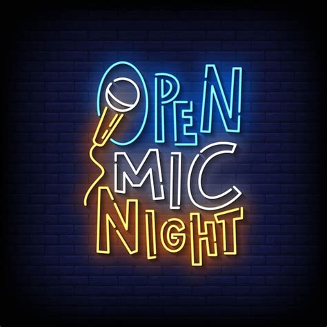 Premium Vector Open Mic Night Neon Signs Style Text Vector