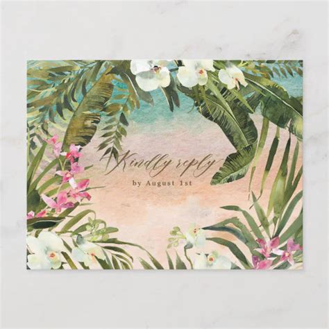 Beach Tropical Aloha Wedding Rsvp Postcard Zazzle