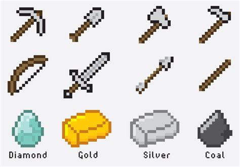 Minecraft Items 100263 Vector Art At Vecteezy