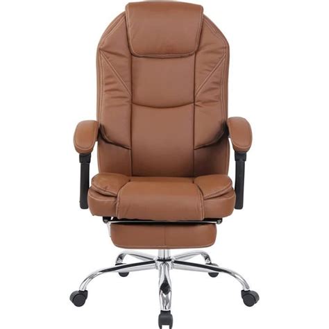 Kewin Fauteuil De Bureau Ergonomique Castle En Similicuir Brun Clair