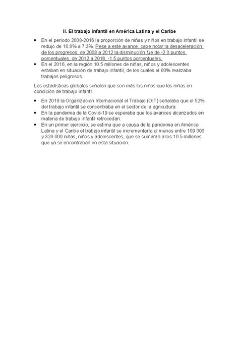 II trabajo infantil EN America Latina Y EL Caribe II El trabajo infantil en América Latina y