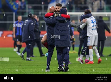 Guglielmo Vicario Of Empoli FC Celebrates The Victory At The End Of The