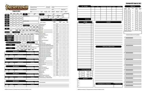 Pathfinder Character Sheet Dicegeeks