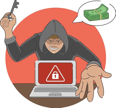 Ransomware Attack Scam Malware on Laptop Computer Cartoon Illustration ...