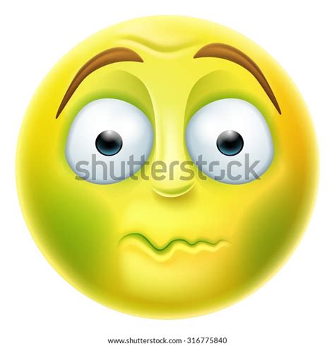 Image Vectorielle De Stock De Sick Looking Green Emoji Emoticon