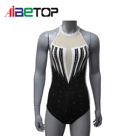 Spandex Sexy Girls Leotards Custom Fancy Rhinestones Sleeveless