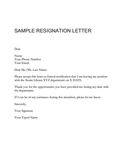 50 Simple Resignation Letters Word Pdf Docs Free And Premium Templates