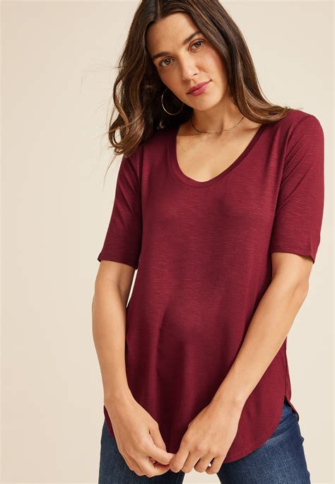 247 Olivia Solid Scoop Neck Tunic Tee Maurices