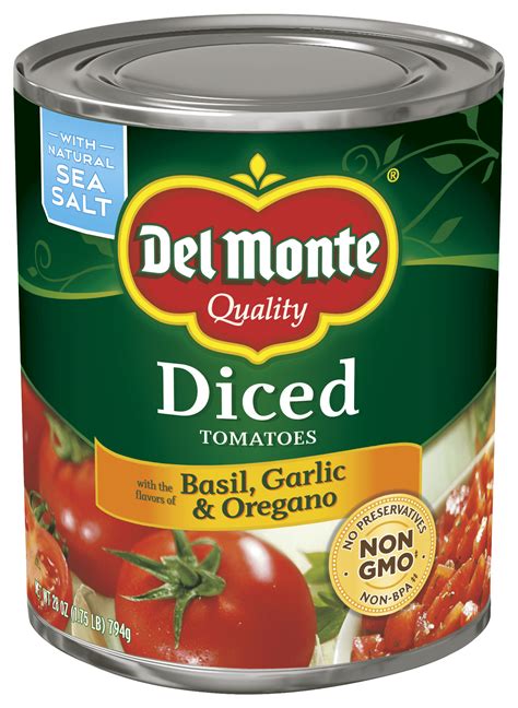 Del Monte Diced Tomatoes With Basil Garlic Oregano 28 Oz Walmart