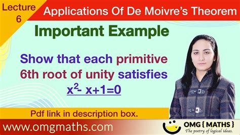 PRIMITIVE ROOTS OF UNITY EXAMPLE APPLICATIONS OF DE MOIVRE S