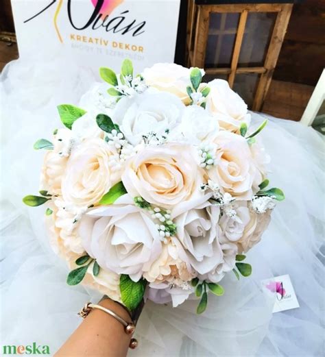 Barack Nude menyasszonyi örökcsokor örök csokor Pasztell barack Nude Meska hu