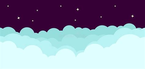 Cartoon Night Sky With Clouds Vector Background Stock Vector