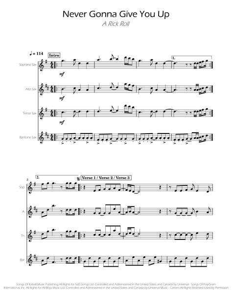 Never Gonna Give You Up Arr Ygor Nunes By Rick Astley Sheet Music