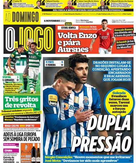 Capa Jornal O Jogo Novembro Capasjornais Pt