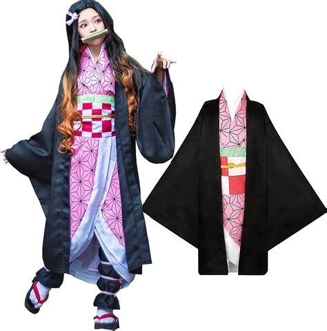 Amazon.com: TSCMRCDC Kamado Nezuko Anime Cosplay Costume Outfits Cape ...