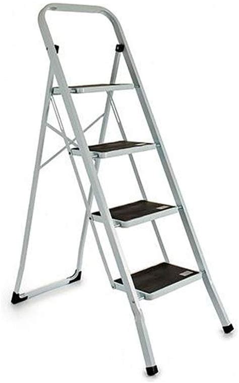 Escalera plegable Antideslizantes Negro Acero Inoxidable 4 Peldaños