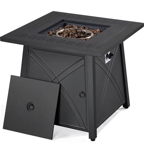 Yaheetech 28 Propane Gas Fire Pit With Lid And Iron Tabletop Artofit