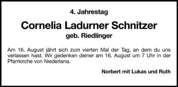 Traueranzeigen Von Cornelia Ladurner Schnitzer Trauer Bz