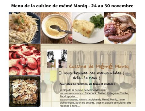 Menus Du Au Novembre Dans La Cuisine De M M Moniq La Cuisine