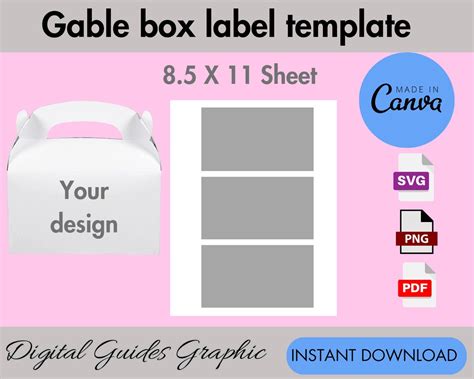 Gable Box Blank Template Gift Box Label Template Diy Gable Box