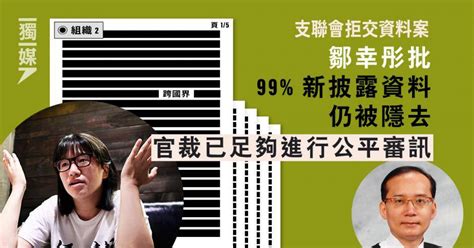 支聯會拒交資料案 鄒幸彤批99新披露資料仍被隱去 官裁已足夠進行公平審訊 獨立媒體 Line Today