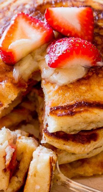 Strawberry Buttermilk Pancakes With Honey Butter Pancake Recipe Buttermilk Brunch Dishes